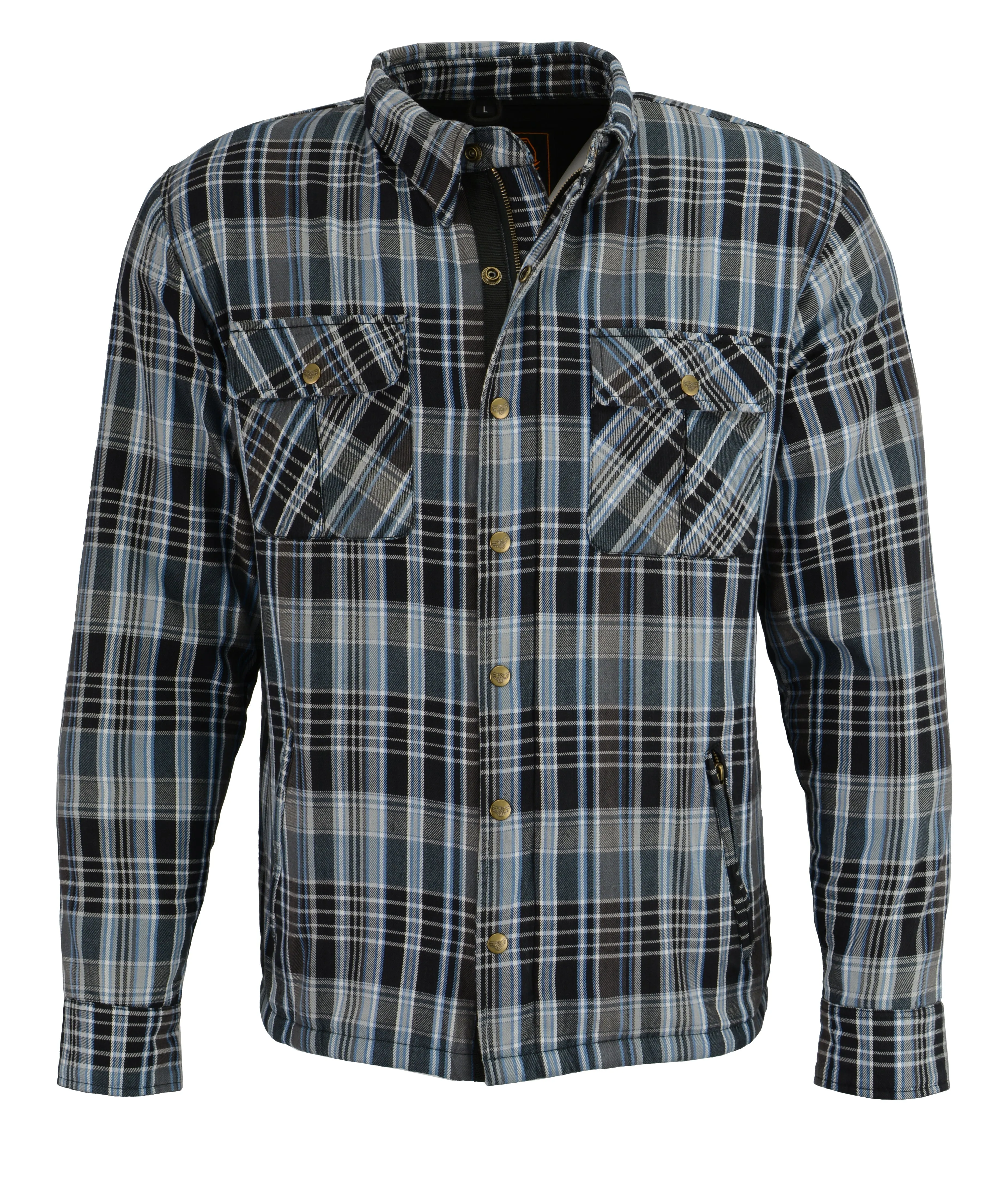 Men's Armored Flannel Biker Jacket w/ Aramid® by DuPont™ Fibers