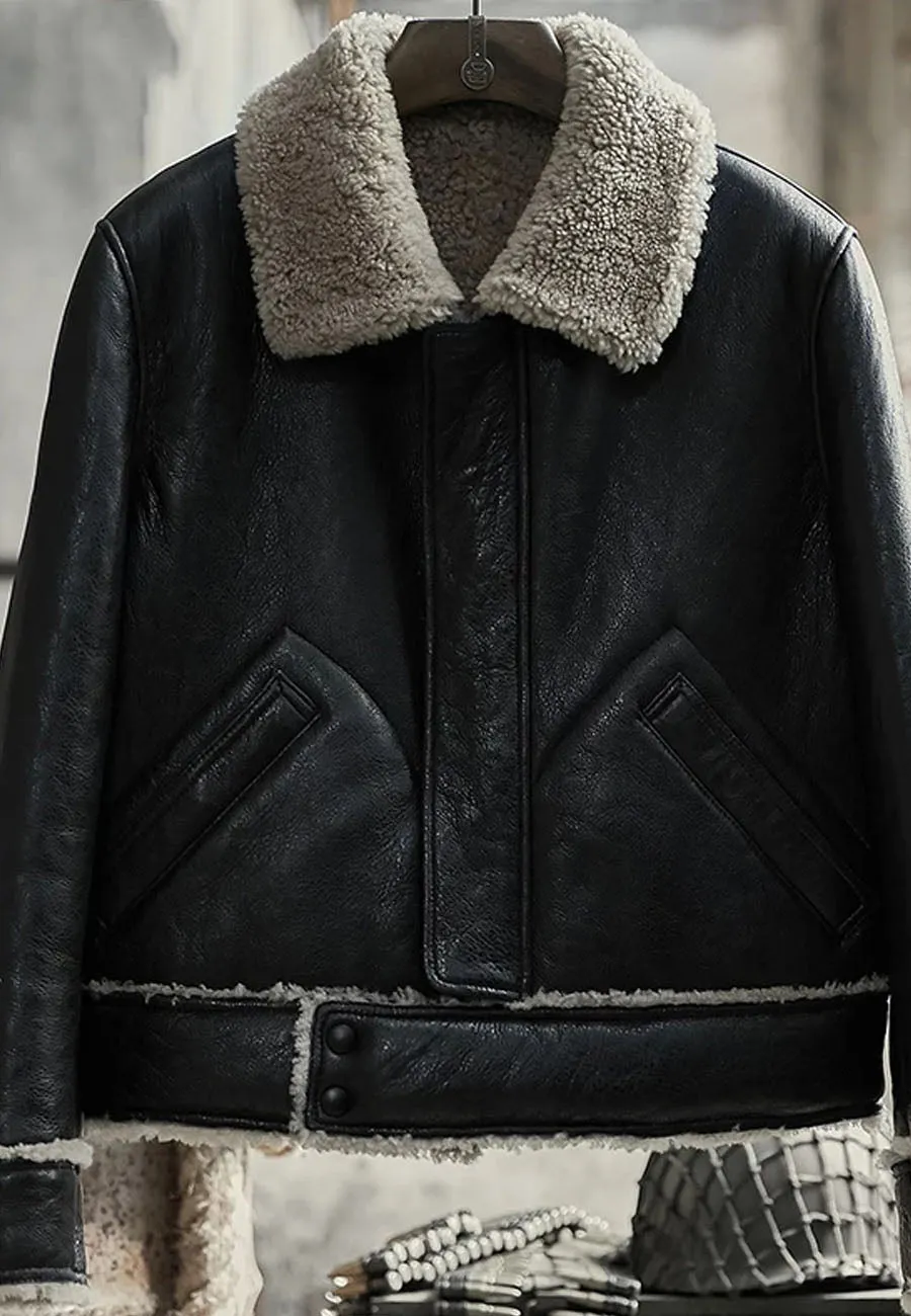 Men’s Black Motorbike Shearling Jacket