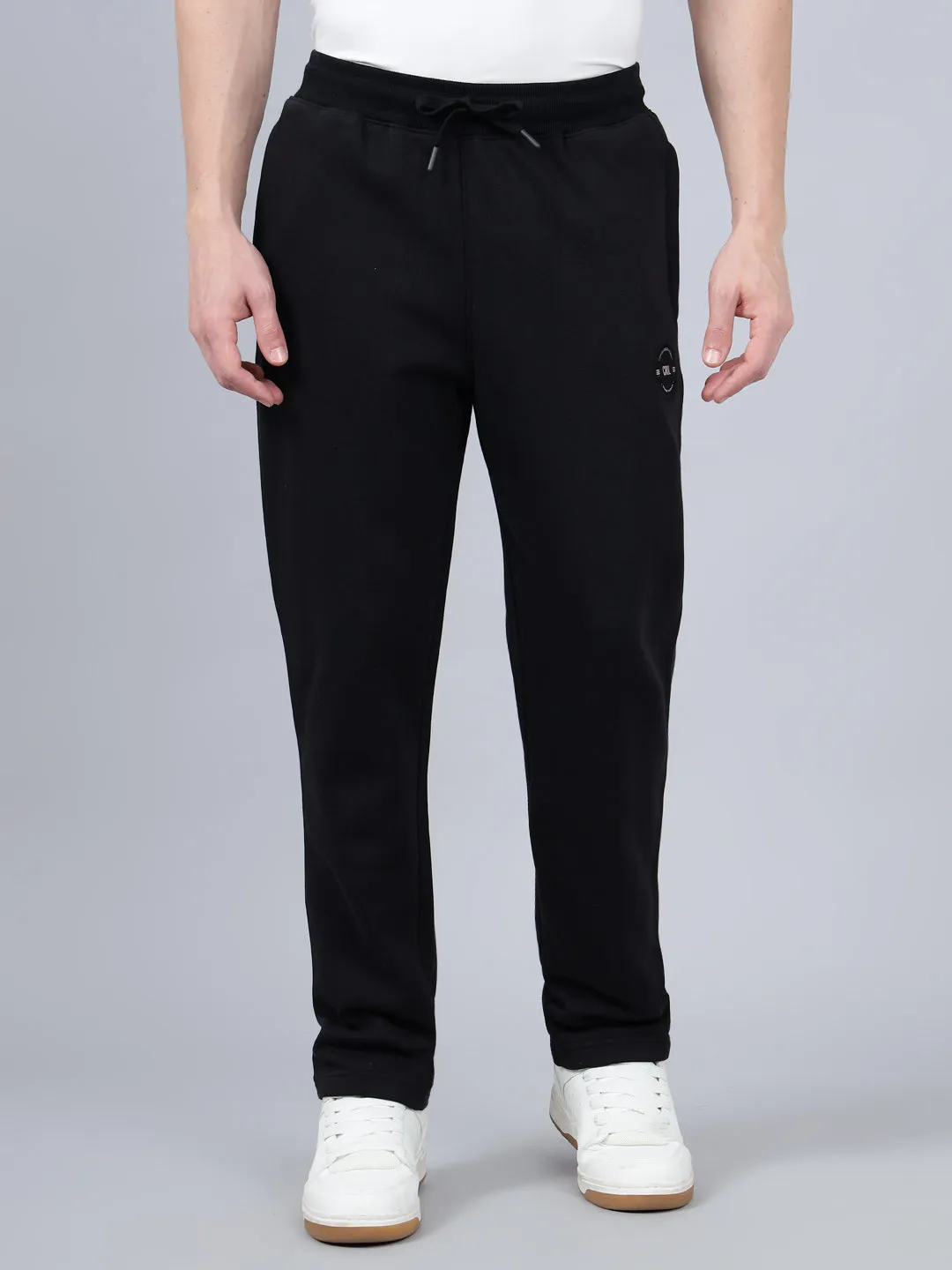 Men's Black Solid Winter Track Pant