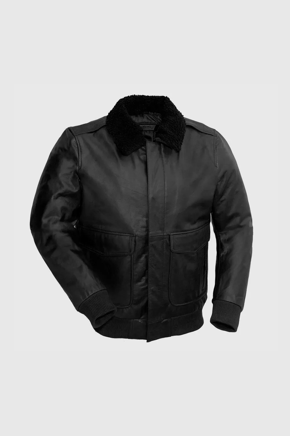 Mens Bomber Leather Jacket Black