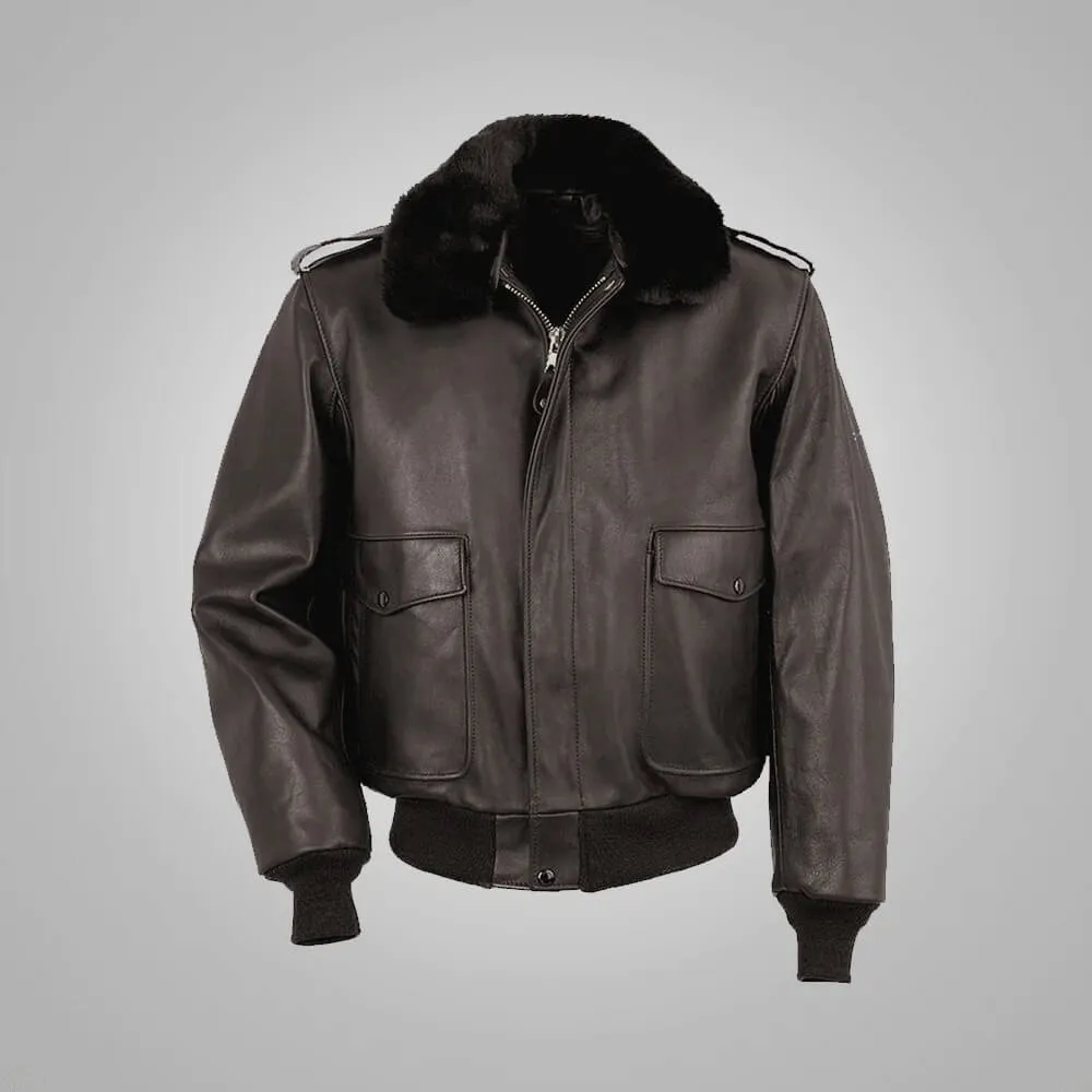 Men's Brown RAF A2 Cowhide Leather Flight Jacket