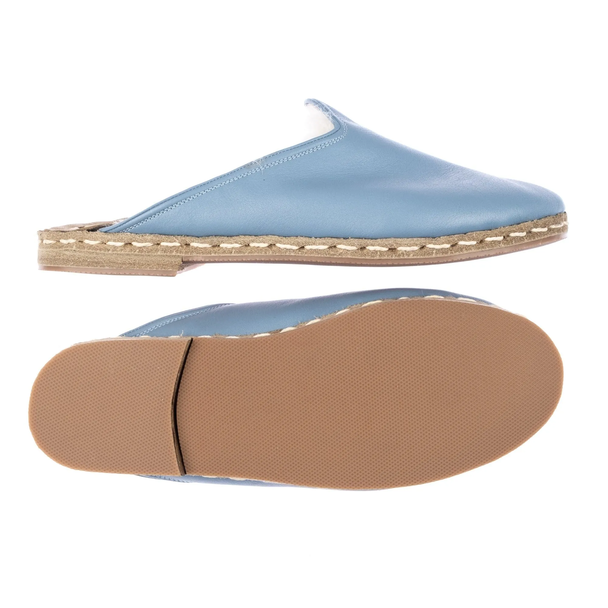 Men's Ice Blue Shearling Slippers