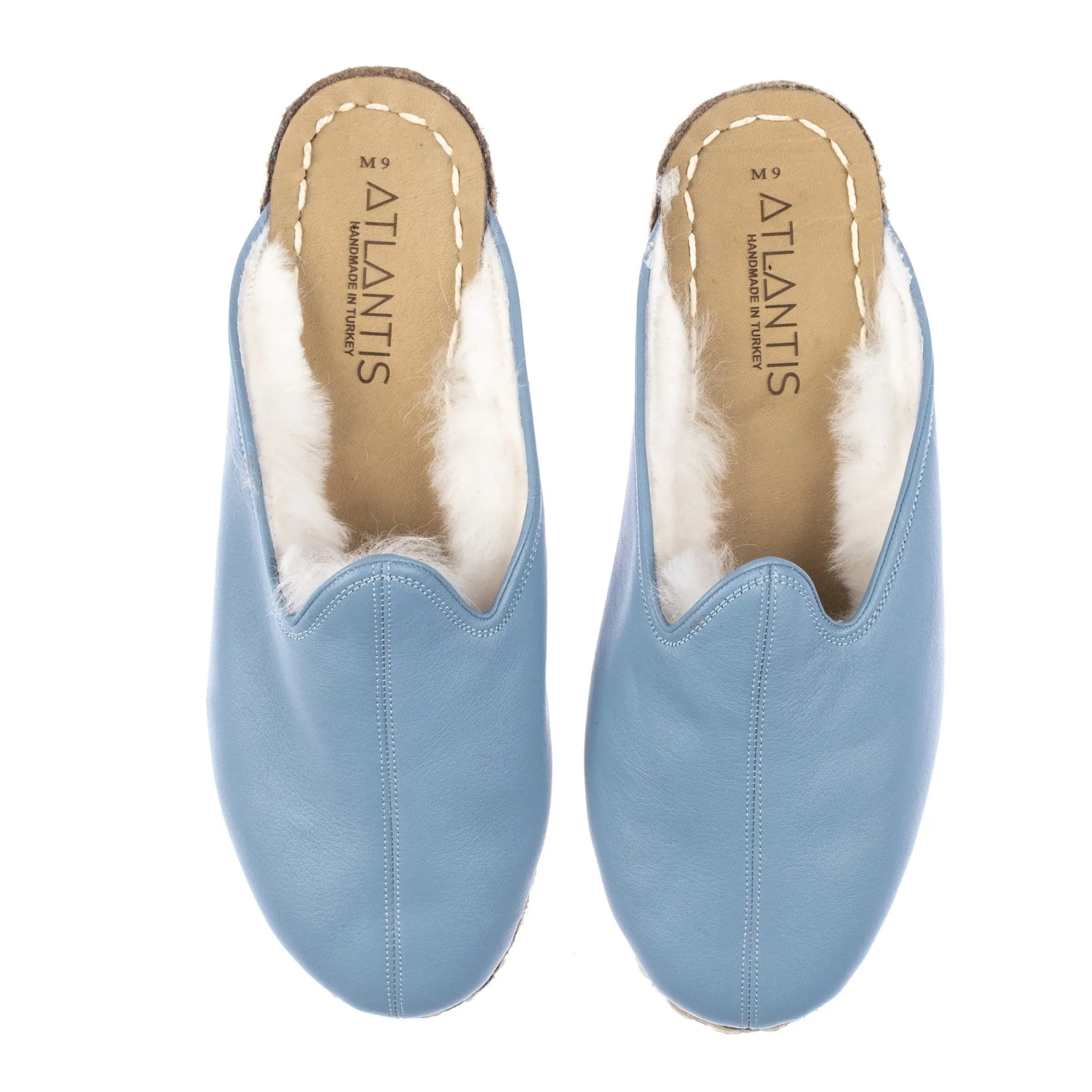 Men's Ice Blue Shearling Slippers