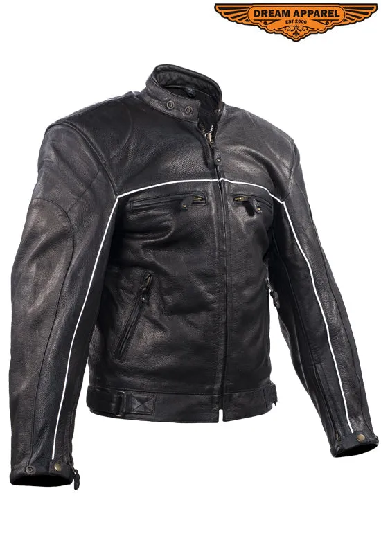 Mens Racer Jacket with Relfective Piping