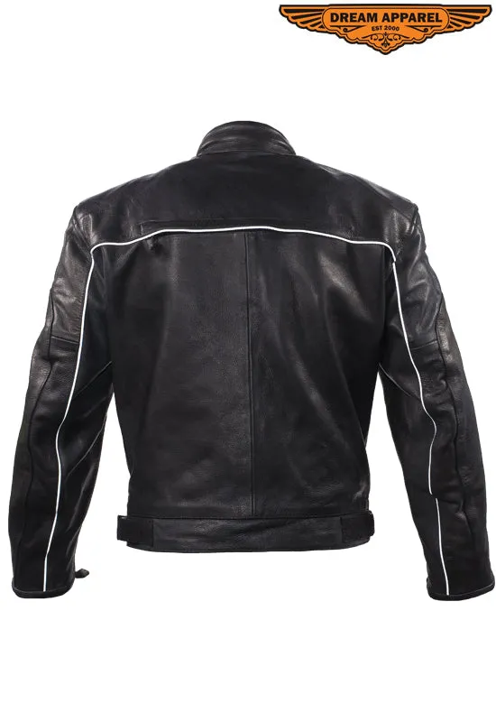 Mens Racer Jacket with Relfective Piping