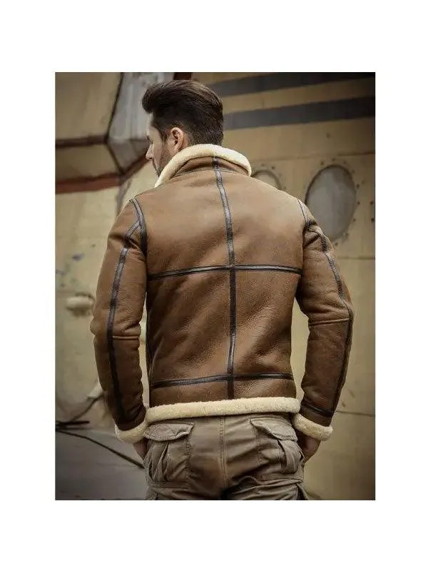 Men's Shearling Sheepskin Motorcycle Jacket - Stylish Outerwear