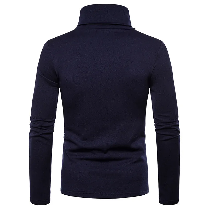 Men'S Turtleneck Padded Warm Long Sleeves T-Shirt