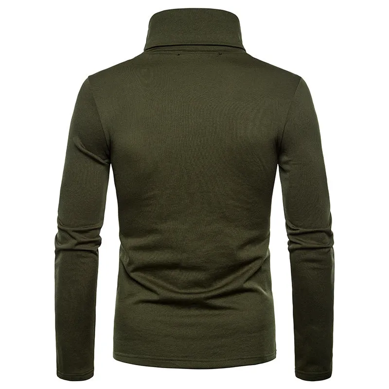 Men'S Turtleneck Padded Warm Long Sleeves T-Shirt