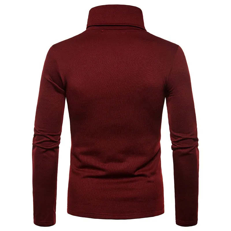 Men'S Turtleneck Padded Warm Long Sleeves T-Shirt