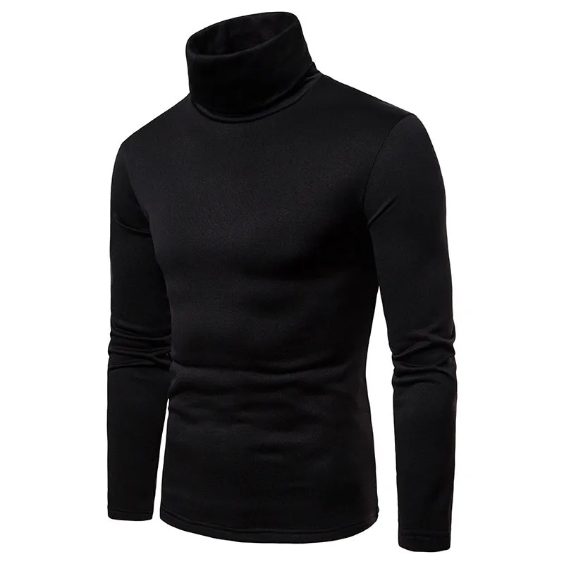 Men'S Turtleneck Padded Warm Long Sleeves T-Shirt