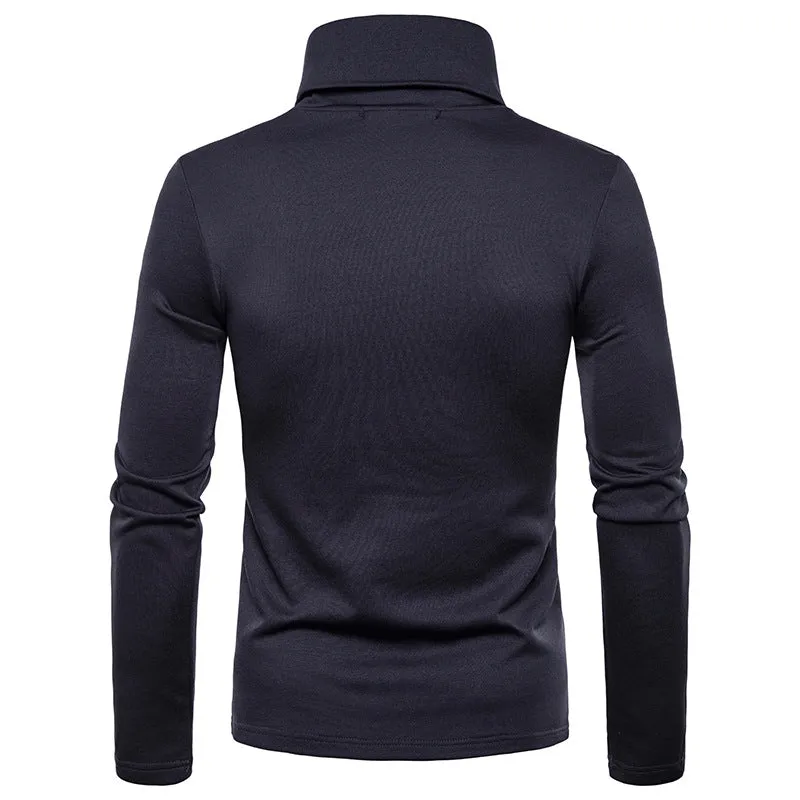 Men'S Turtleneck Padded Warm Long Sleeves T-Shirt