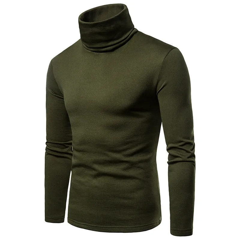 Men'S Turtleneck Padded Warm Long Sleeves T-Shirt