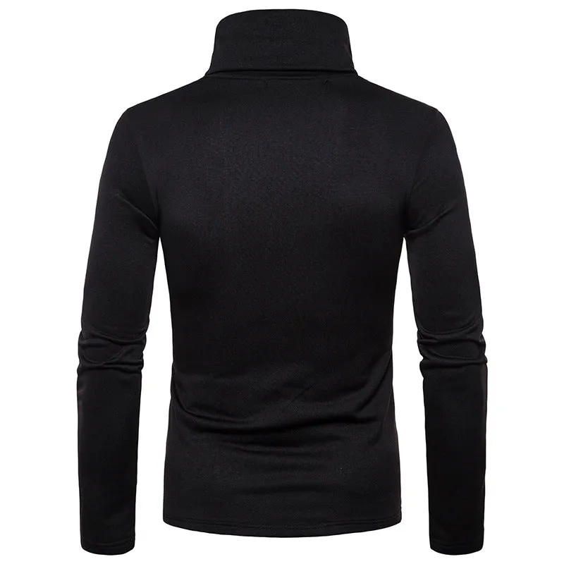 Men'S Turtleneck Padded Warm Long Sleeves T-Shirt