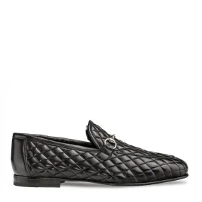 Mezlan R20136 Men's Shoes Black Quilted Calf-Skin Leather Horsebit Loafers (MZS3407)