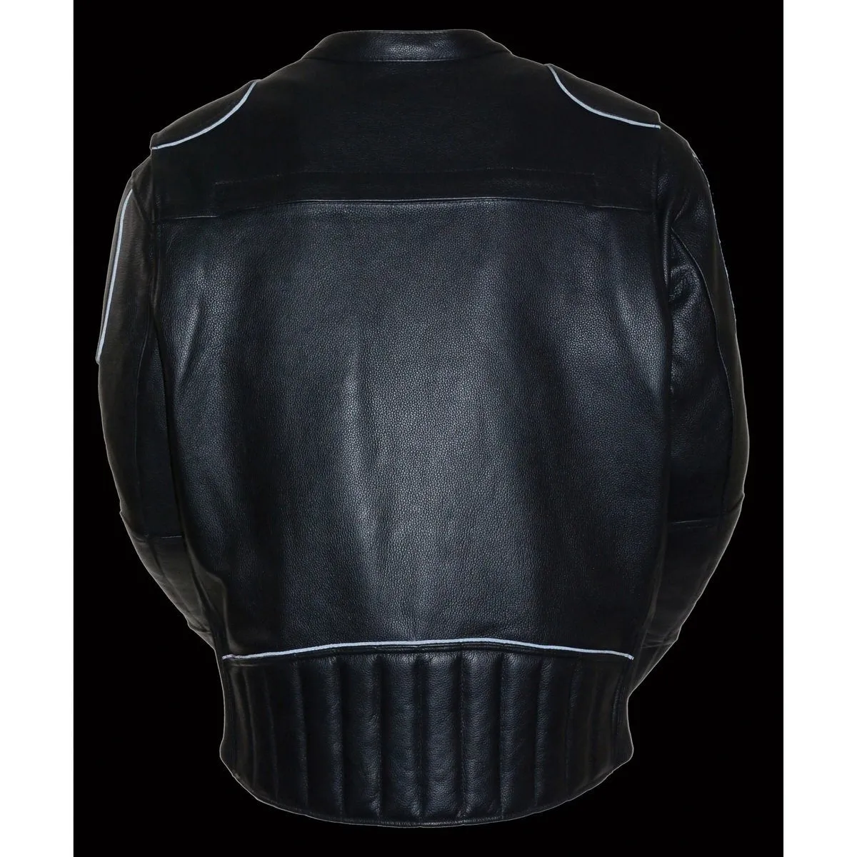 Milwaukee Leather LKM1705 Men's Black Side Stretch Vented Black Leather Scooter Jacket