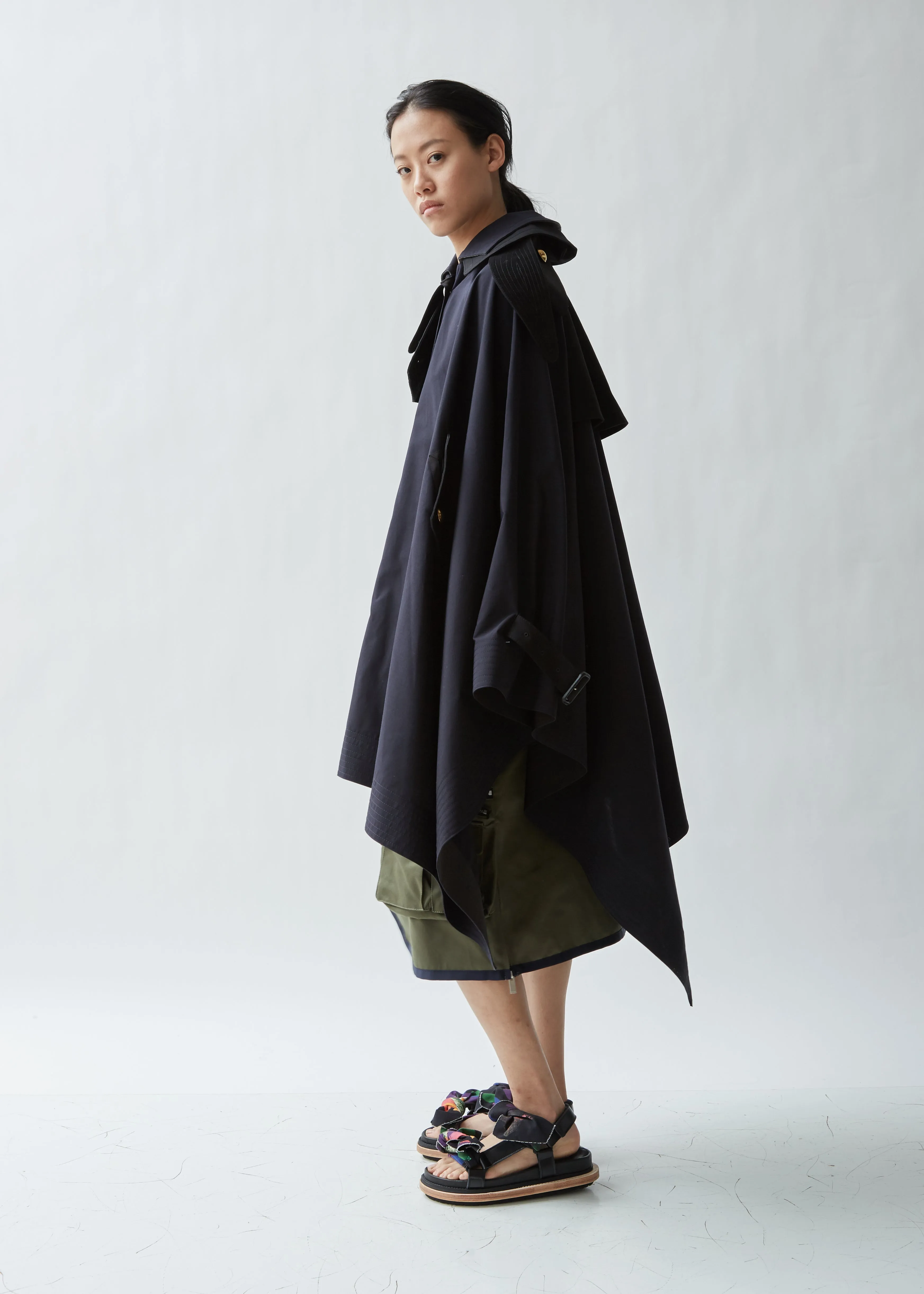 Mixed Poplin Cape Jacket