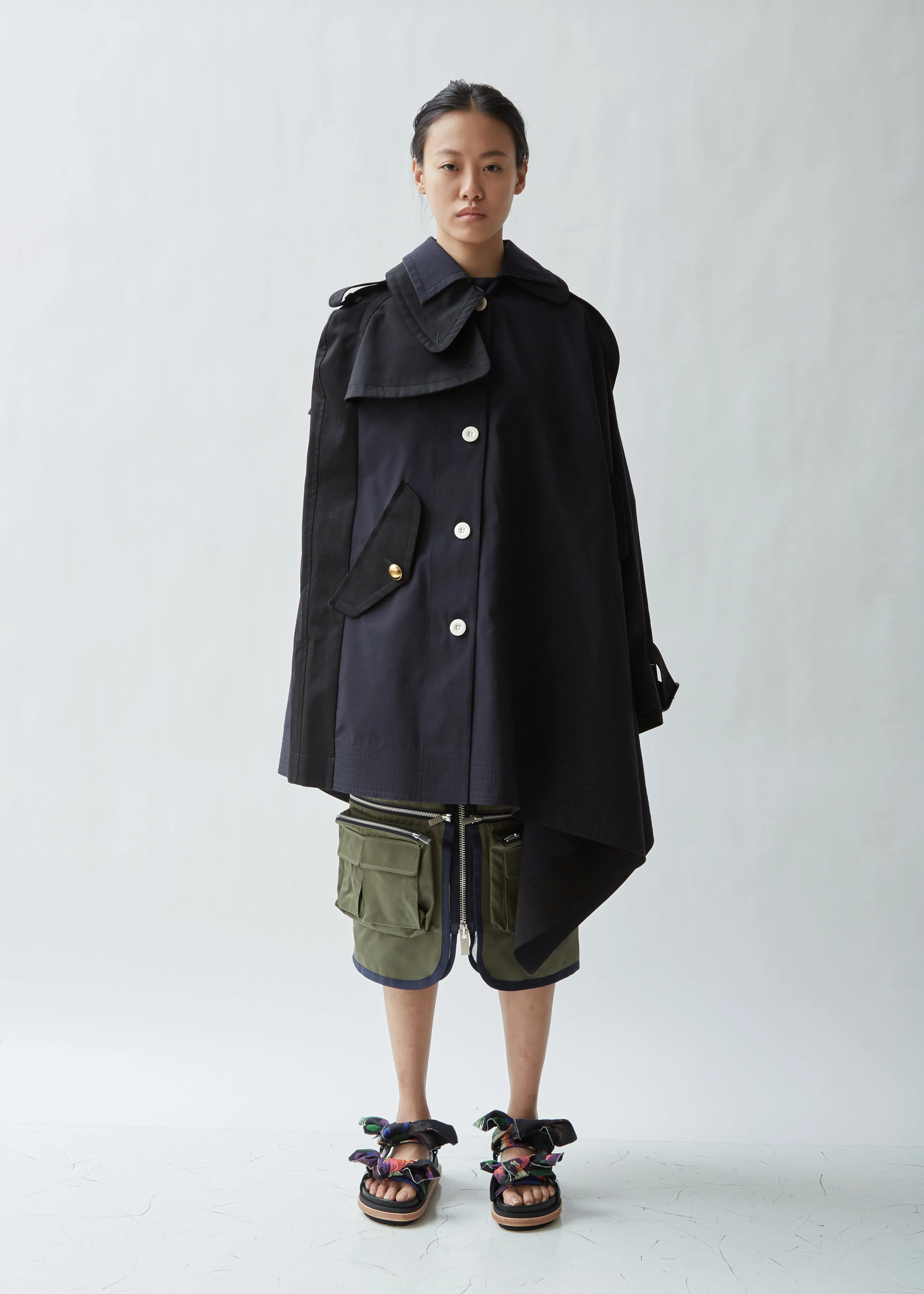 Mixed Poplin Cape Jacket