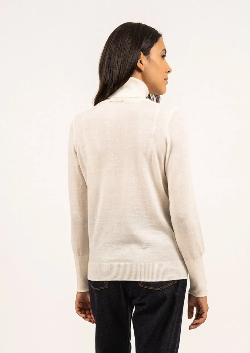 MODENE - Thin Turtleneck Sweater | Wool Jersey (WINTER WHITE)