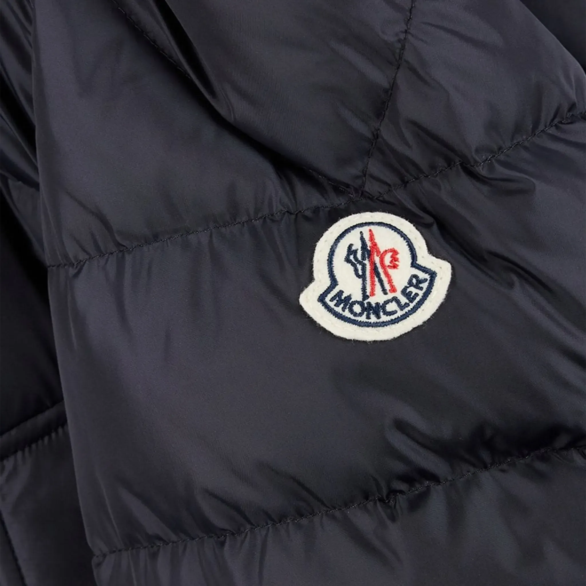 Moncler Cluny Navy Short Down 100% Real Fur Parka Jacket