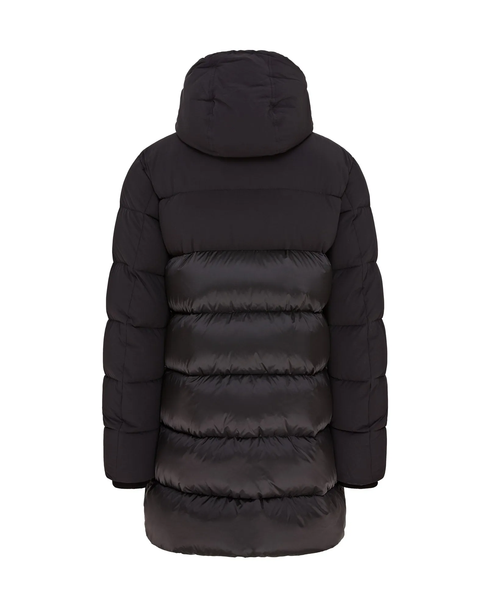 MooRER Quilted Stretch & Tech Sheen Parka With Detachable Hood - YURAN-SHK (Black)