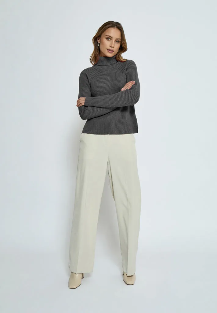 MSAva Knit Turtleneck - Light Grey Melange