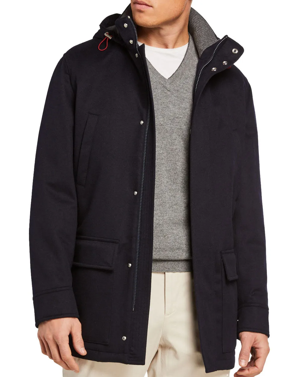 Navy Cashmere Treated Parka