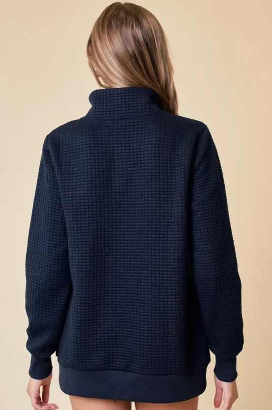 Navy Weekend Outing Quilted Pullover