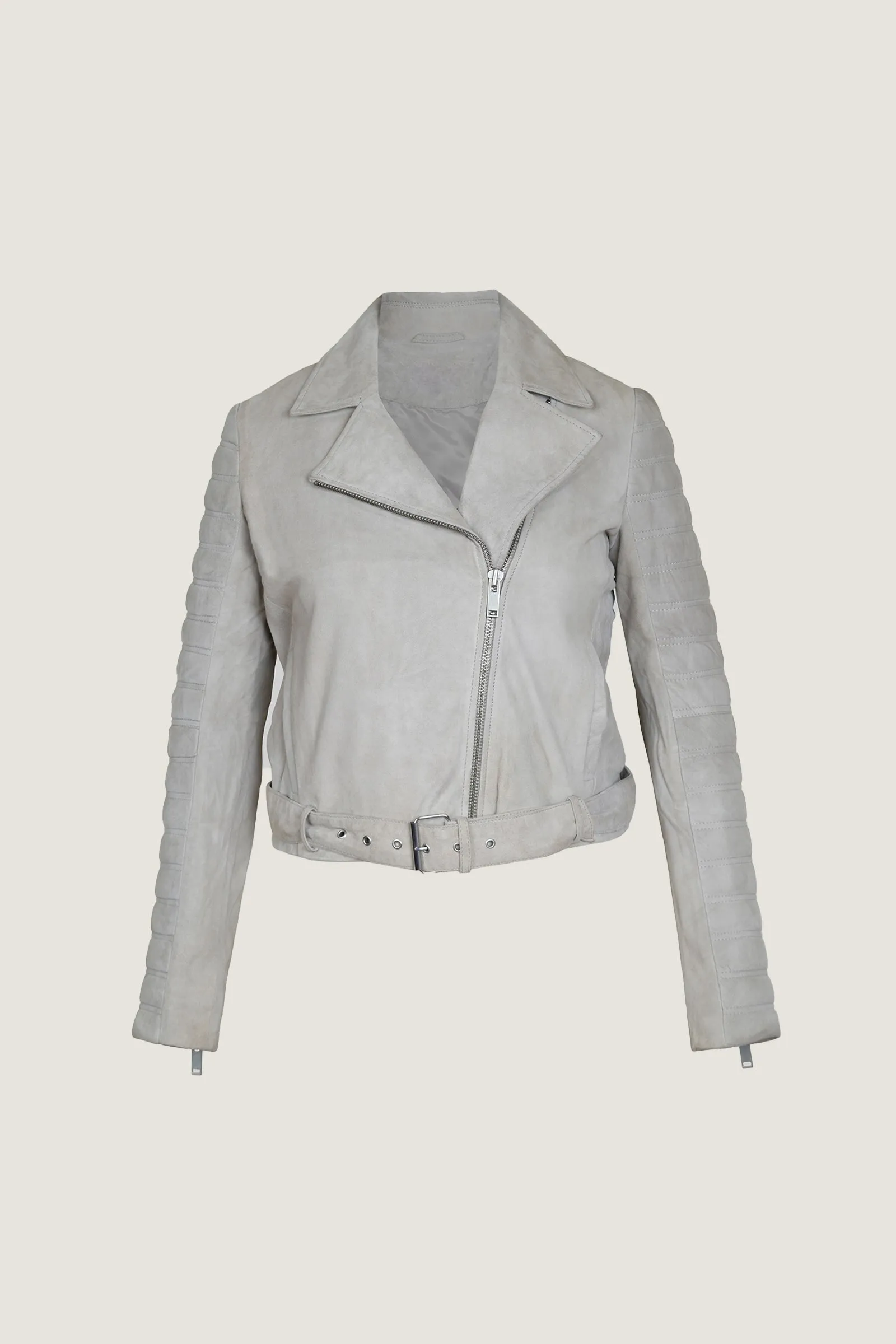 Novado - Women's Eco-Friendly Biker Leather Jacket - Grey - 1 Piece