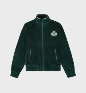 NY Crest Velour Track Jacket - Forest/Cream