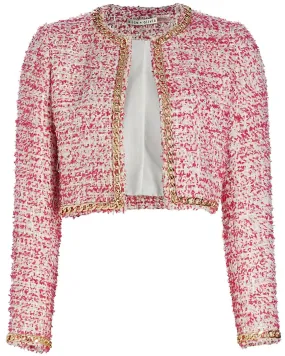 Off White Raspberry Kidman Cropped Tweed Jacket