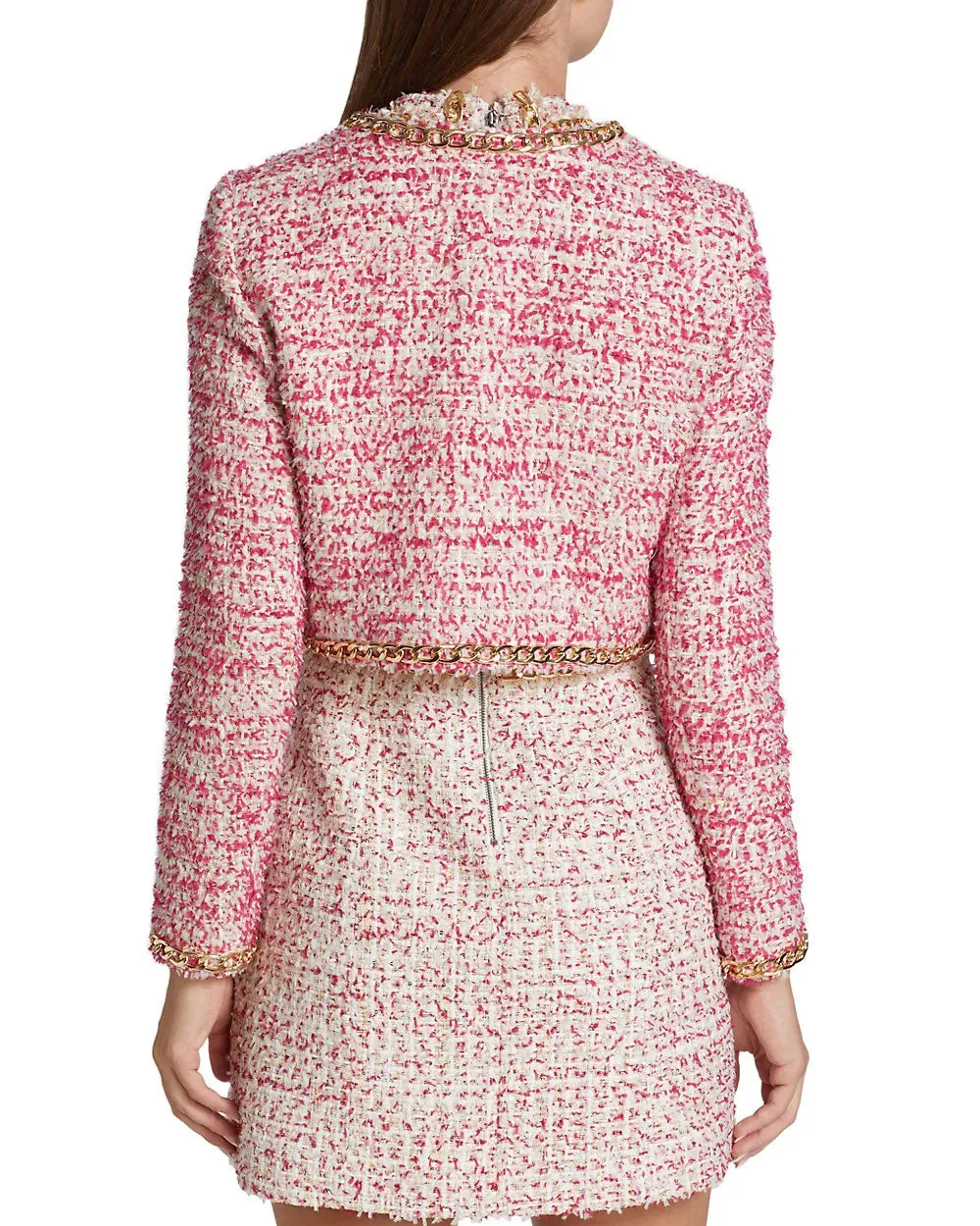 Off White Raspberry Kidman Cropped Tweed Jacket