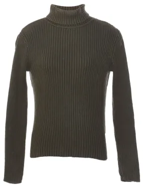 Olive Green Turtleneck Jumper - M