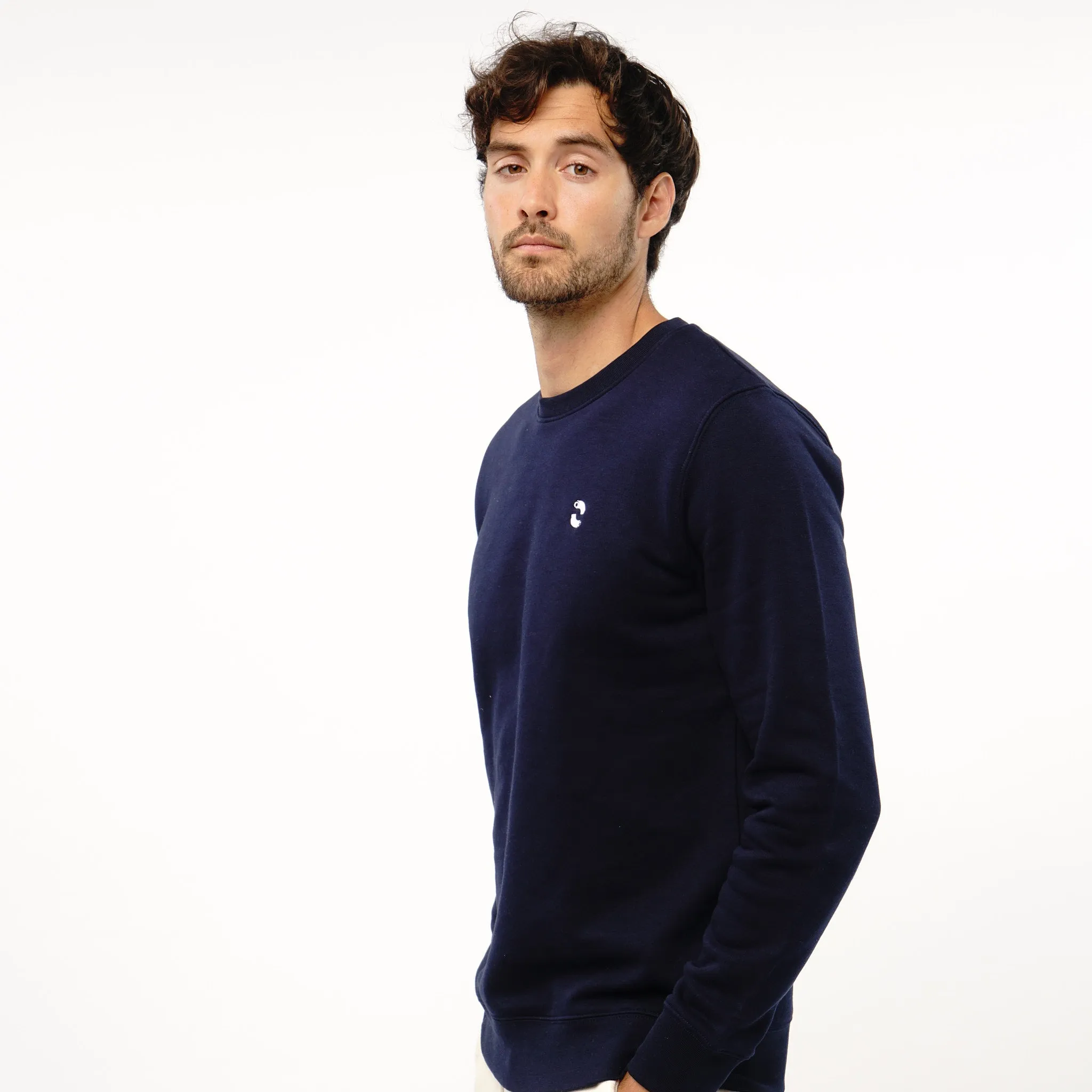 Omnitau Men's Prime Organic Cotton Crew Neck Sweatshirt - Navy