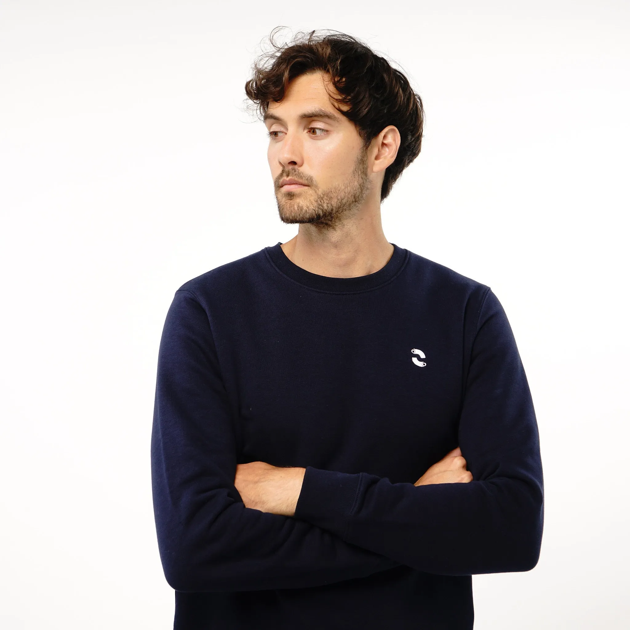 Omnitau Men's Prime Organic Cotton Crew Neck Sweatshirt - Navy