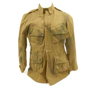 Original U.S. WWII Airborne M1942 Over Spray Camouflage Paratrooper Jacket - RARE