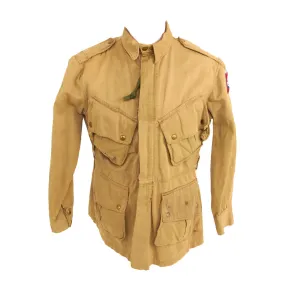 Original U.S. WWII M1942 Paratrooper Jump Jacket without Reinforcements with Added 82nd Airborne Division Shoulder Sleeve Insignia - Laundry Number Marked