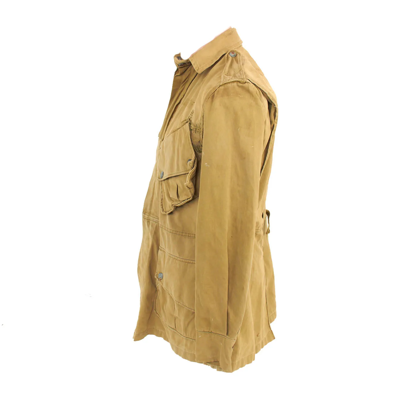 Original U.S. WWII Service Worn M1942 Paratrooper Jump Jacket without Reinforcements - Marked With Multiple Laundry Numbers