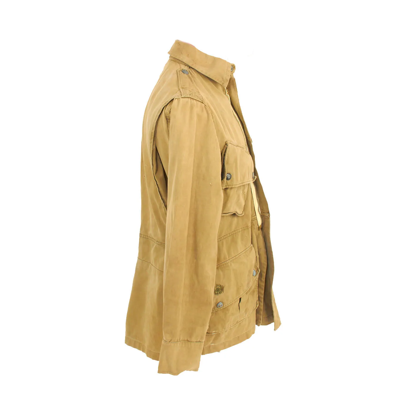 Original U.S. WWII Service Worn M1942 Paratrooper Jump Jacket without Reinforcements - Marked With Multiple Laundry Numbers