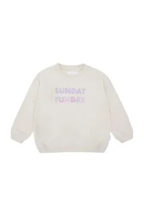 Oversized Sweatshirt 'sunday funday' in beige