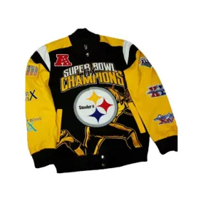 Pittsburgh Steelers 6X Super Bowl Leather Jacket