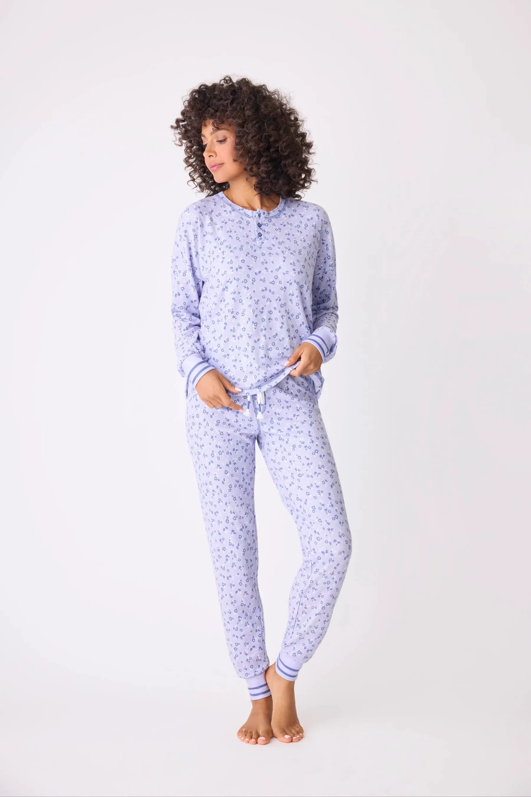 PJ Top/Jogger Peace & Love Ditsy Floral Thermal Set