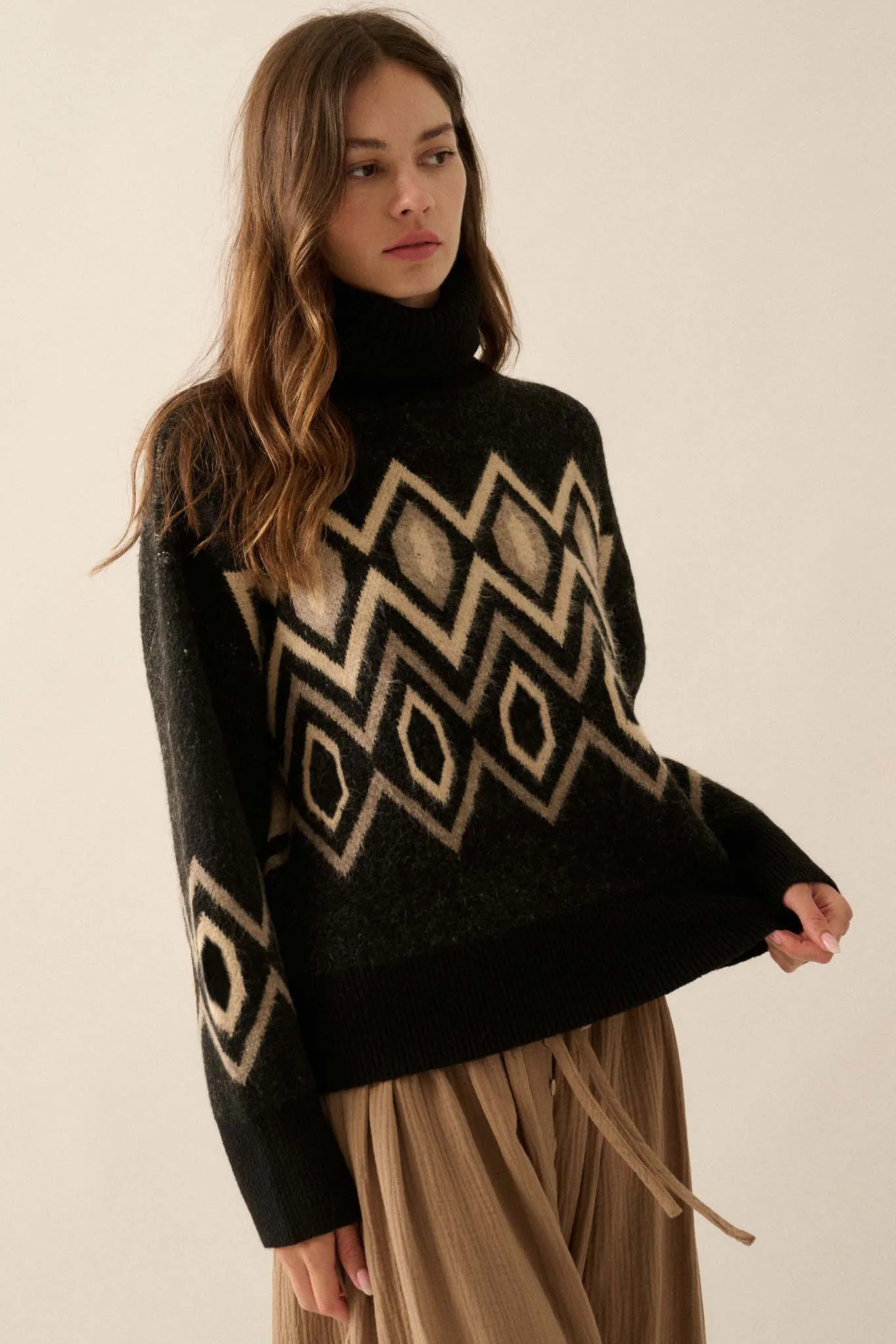 Play the Angles Geometric Turtleneck Sweater