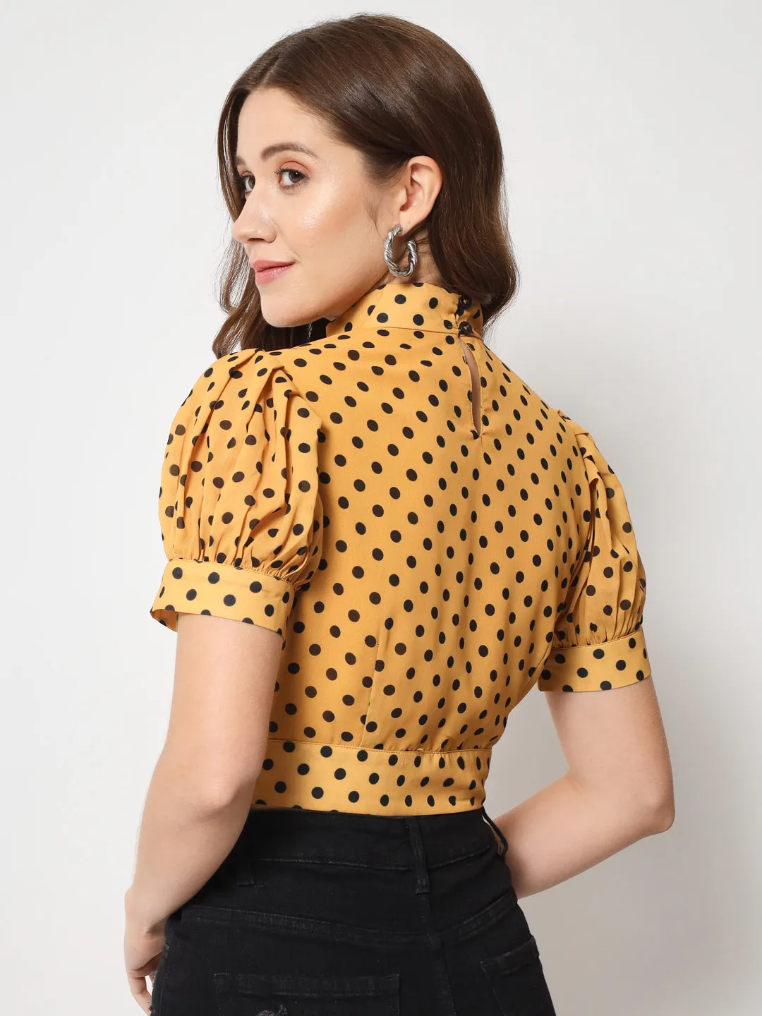 Polka Dot Printed Georgette Crop Top