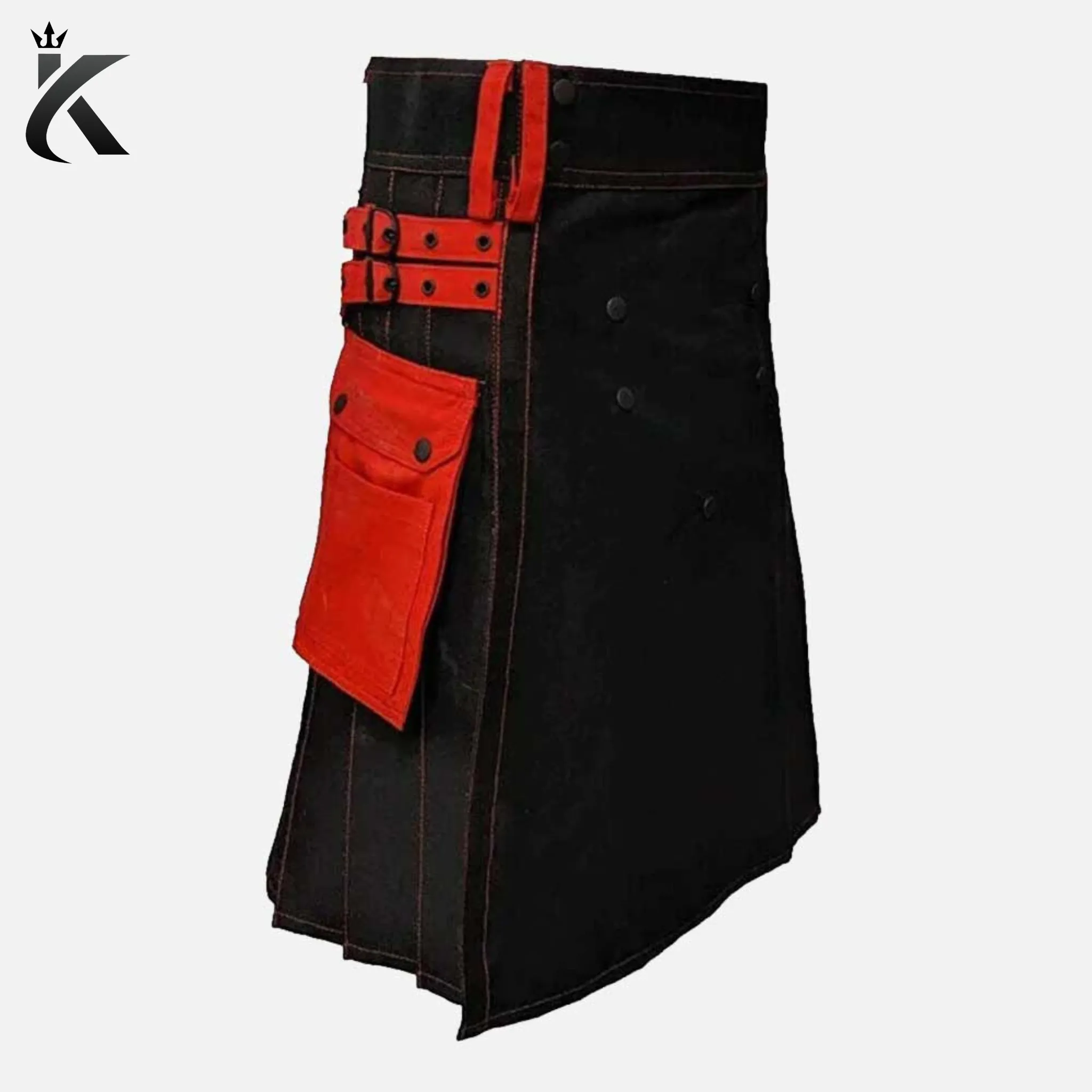 Premium Scottish Red and Black Utility Kilt For Sale - Redefining Highland Fashion