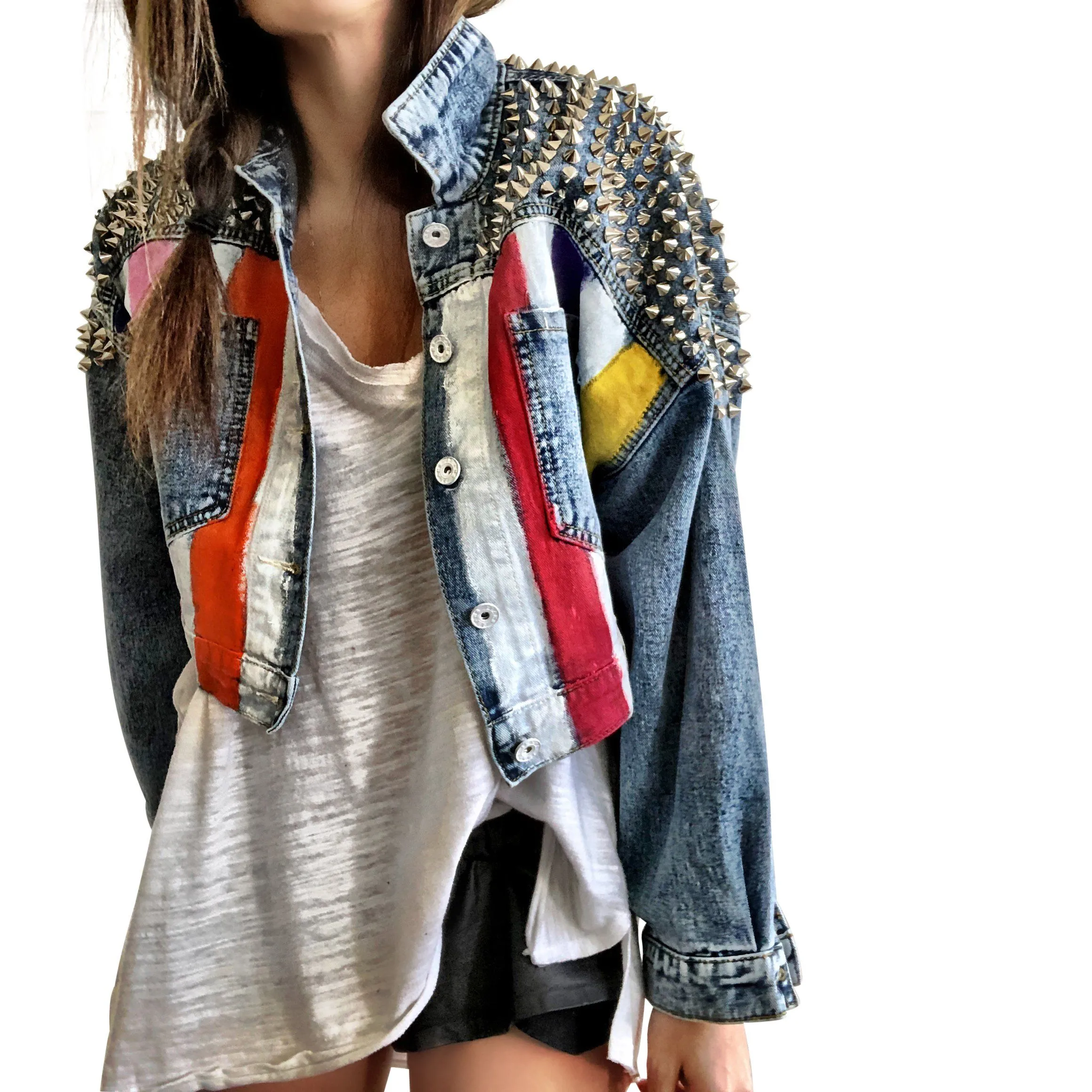 'RAINBOW SPIKE' DENIM JACKET