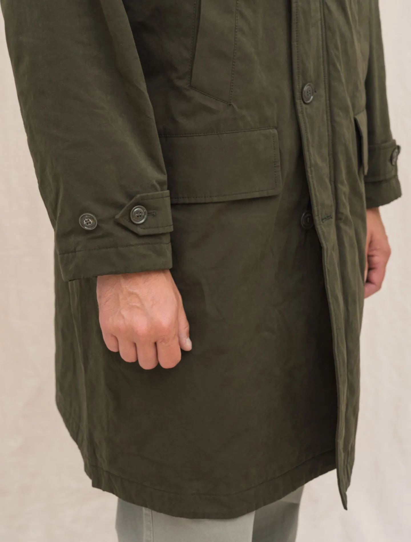 Rams Cotton Canvas Parka Military