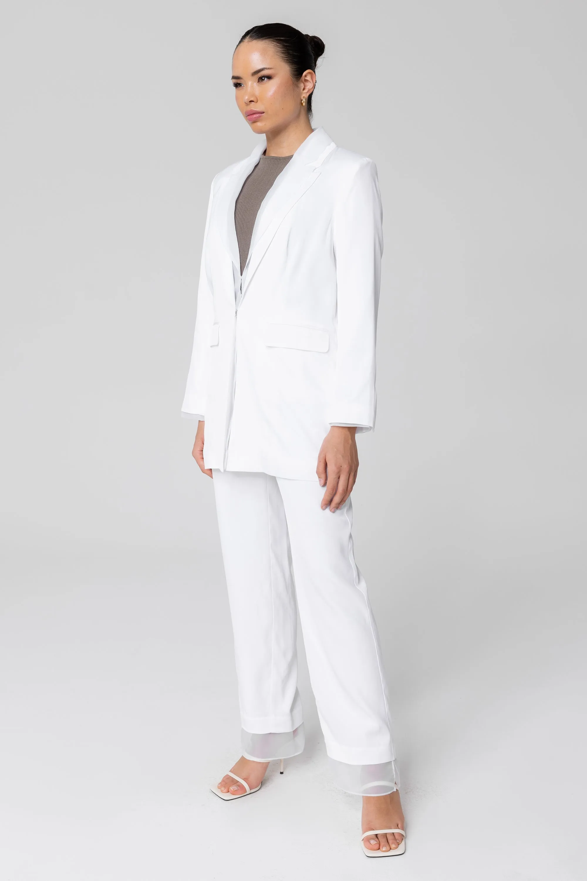 Rayan Organza Two Piece Blazer - White