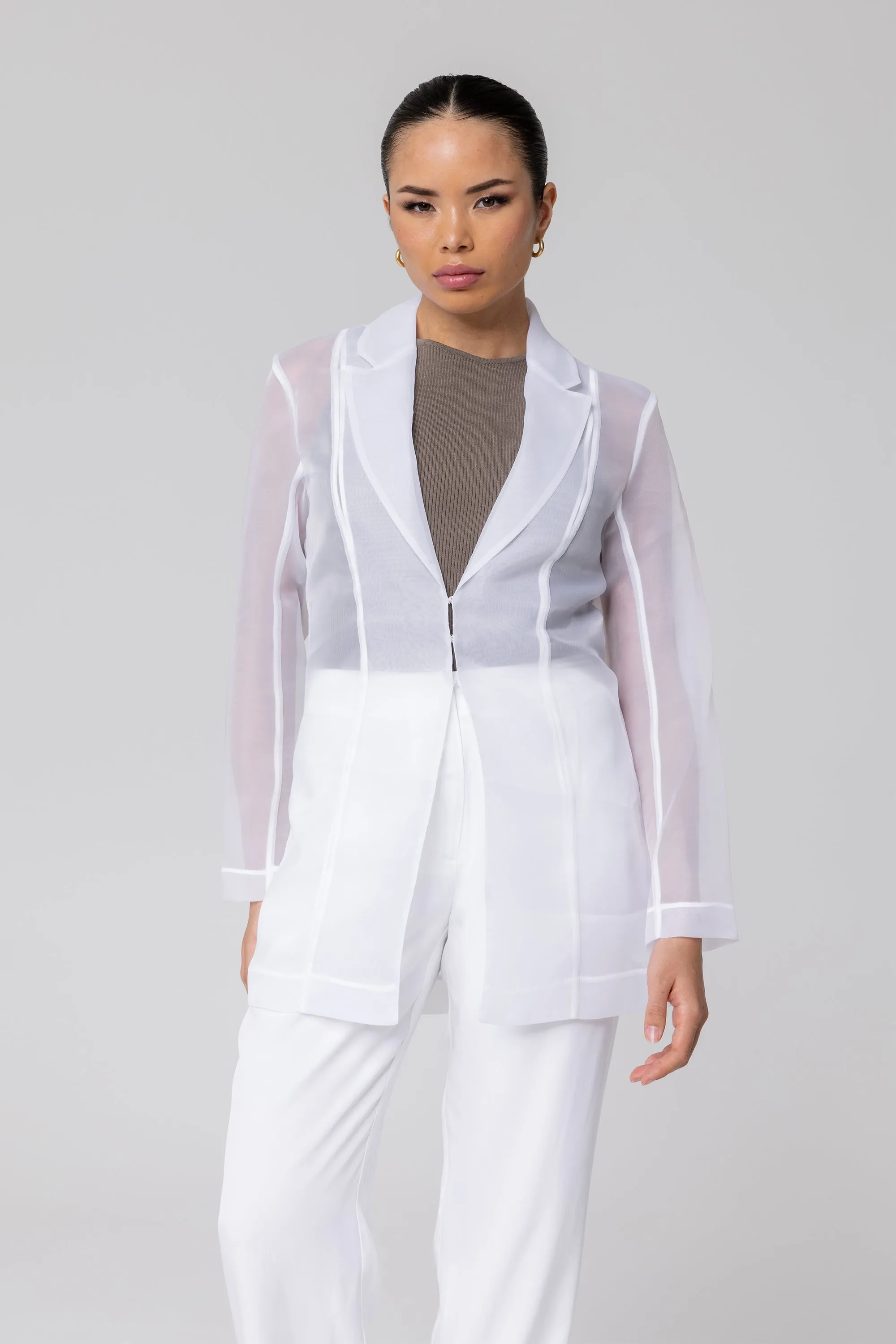 Rayan Organza Two Piece Blazer - White