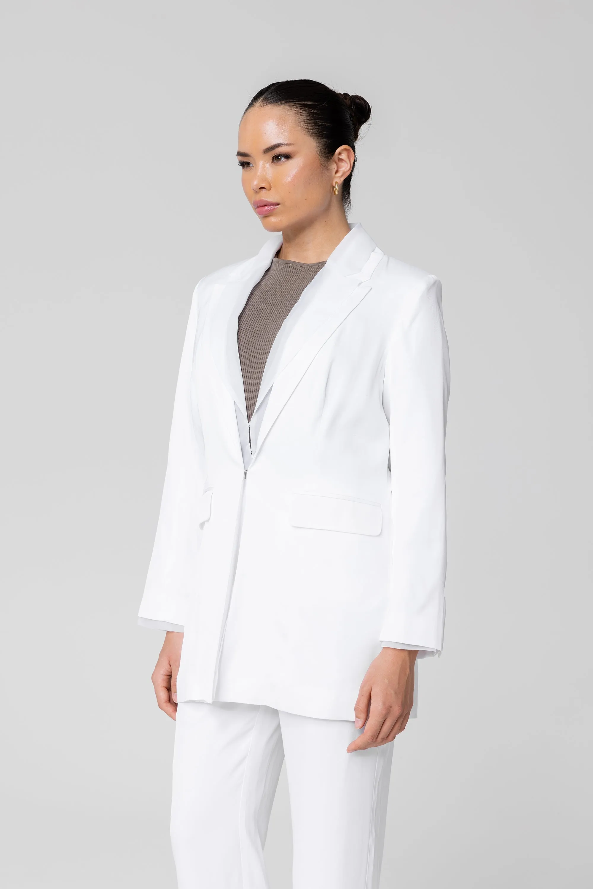 Rayan Organza Two Piece Blazer - White