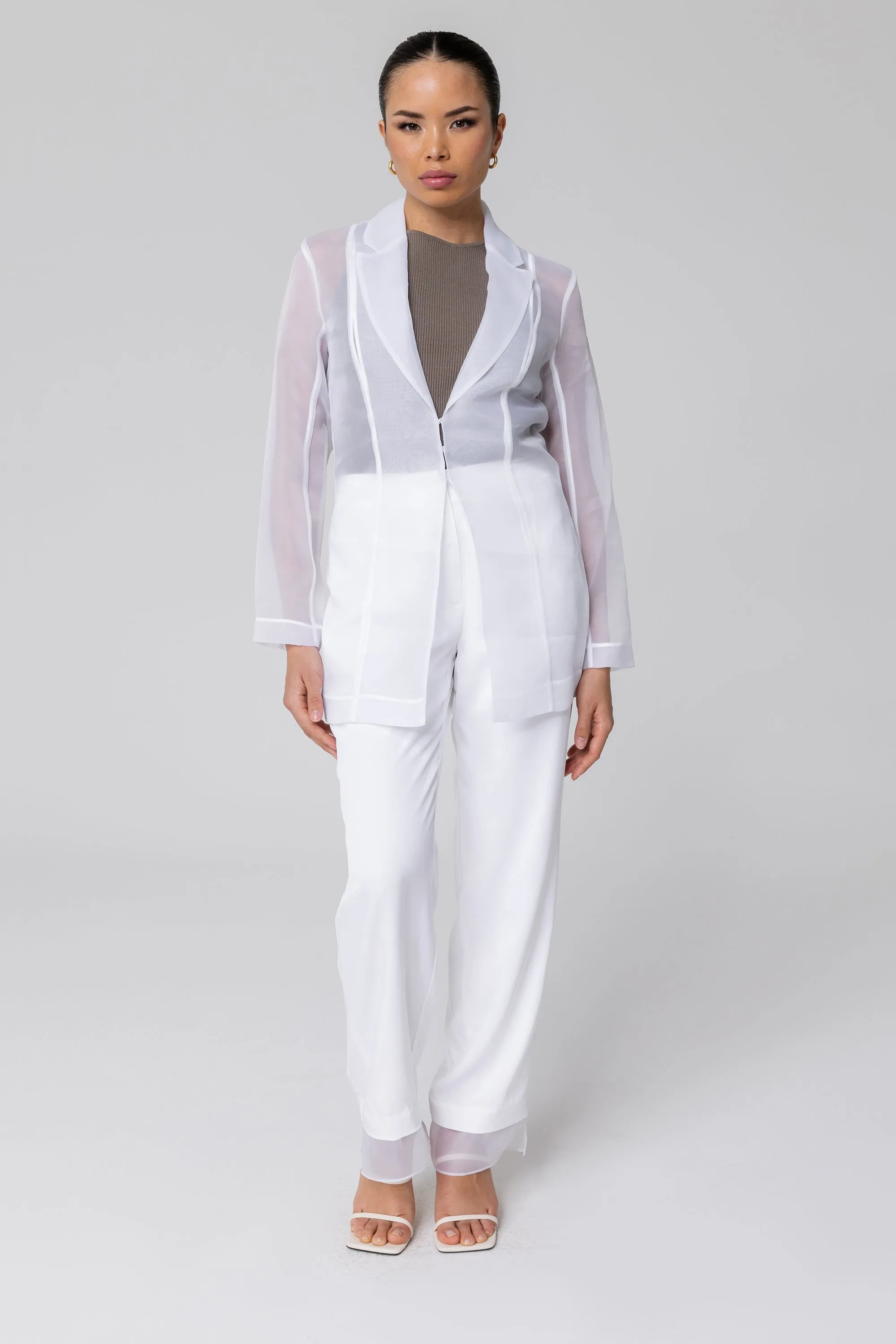 Rayan Organza Two Piece Blazer - White